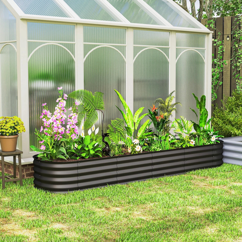 Jardiniere da giardino modulare ¨C zephmum ¨C 240x62x30 cm grigio scuro in acciaio galvanizzato