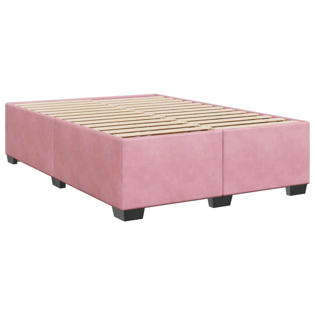 Letto box spring con materasso Rosa 160 x 200 cm Velluto 3450757