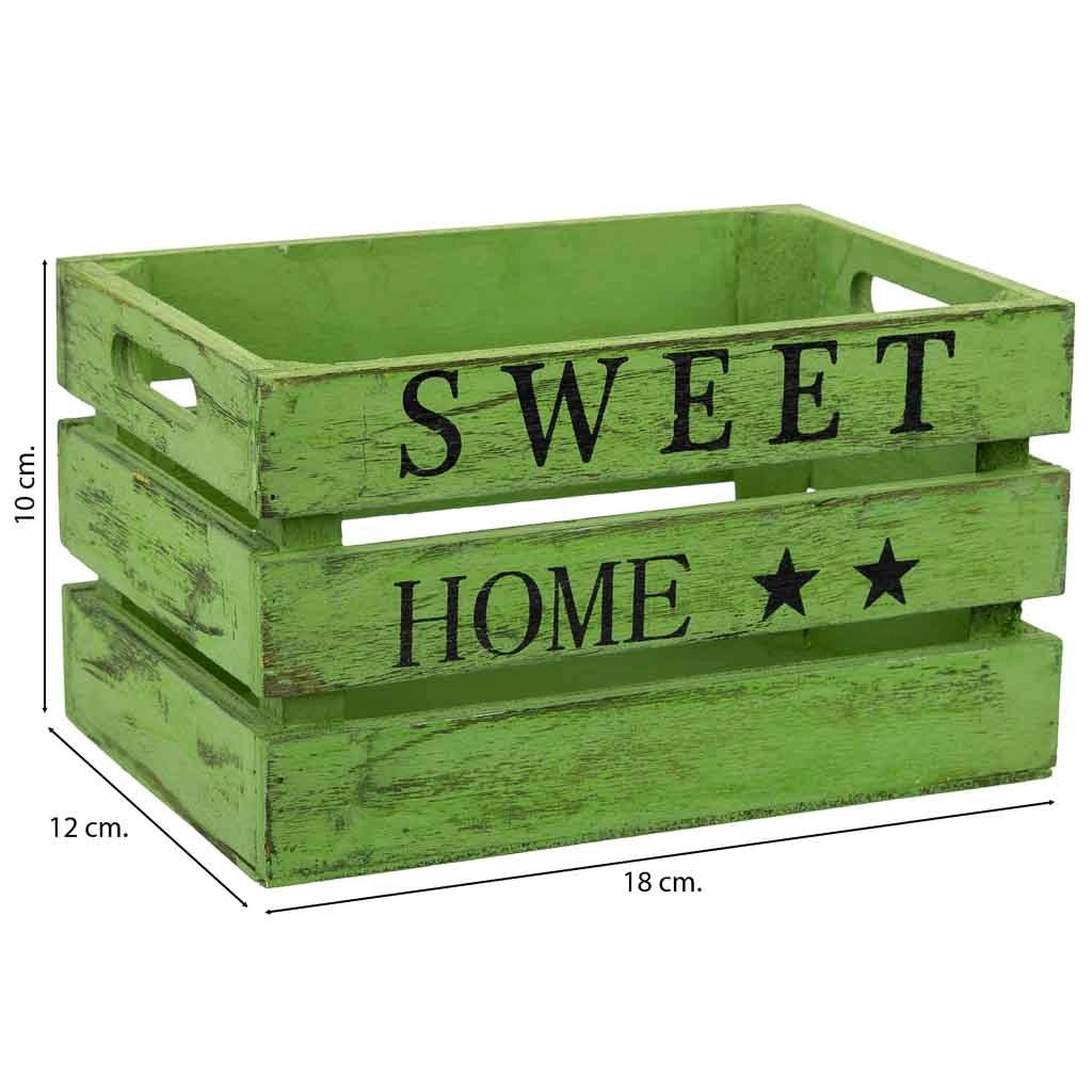 Cassetto in legno verde 18x12x10h cm