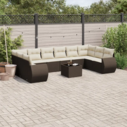 Set Divani da Giardino 11 pz con Cuscini Polyrattan Marrone 3221882
