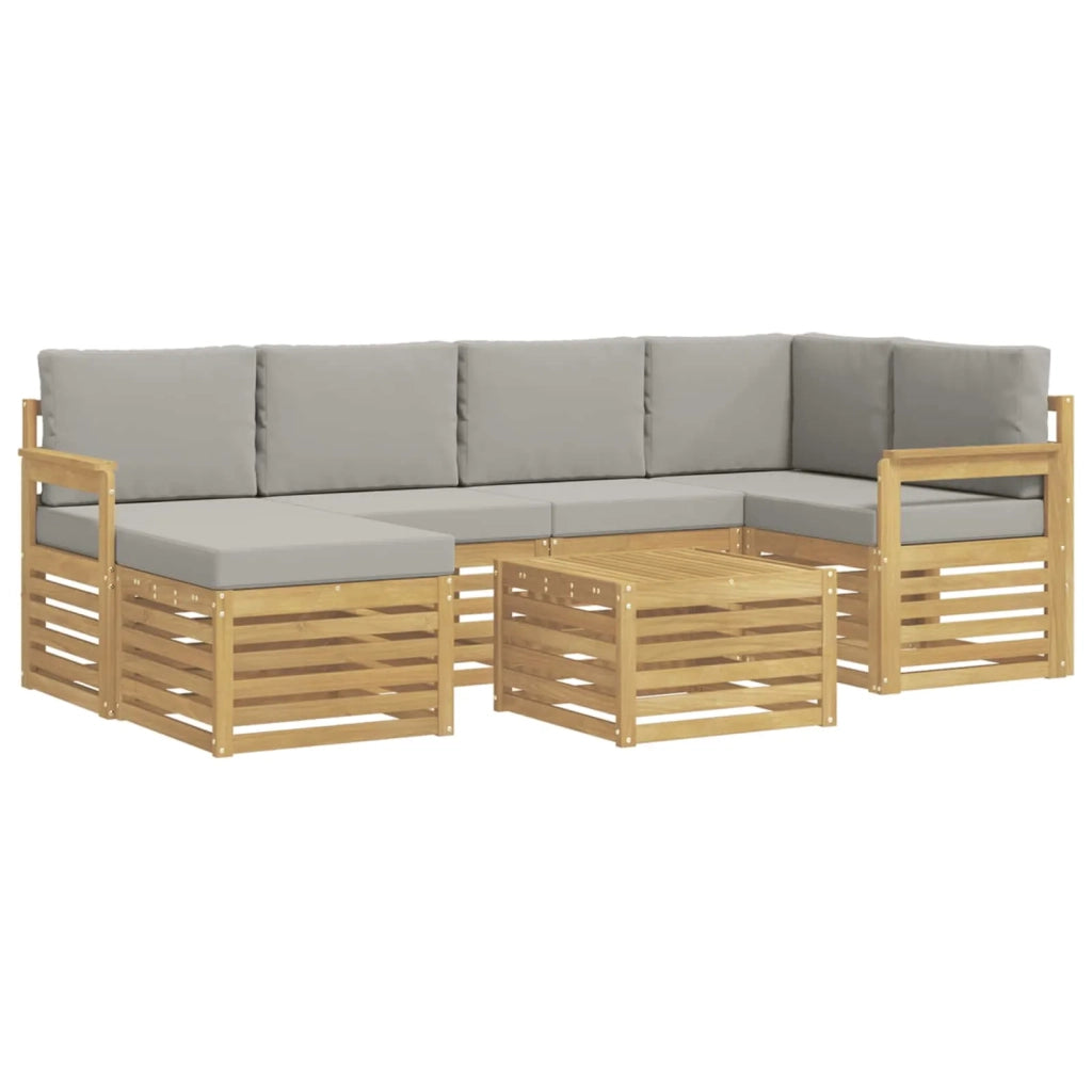 Set di divani da esterno 7 pcs Bianco e Grigio Chiaro