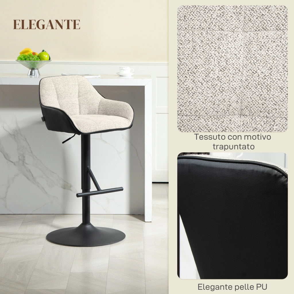 Sgabello Regolabile con Schienale e Braccioli ¨C Xylo ¨C Grigio Chiaro, 52.5x53x86.5-108 cm