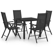 Set Mobili da Pranzo per Giardino 5 pz in Alluminio Nero cod mxl 45893