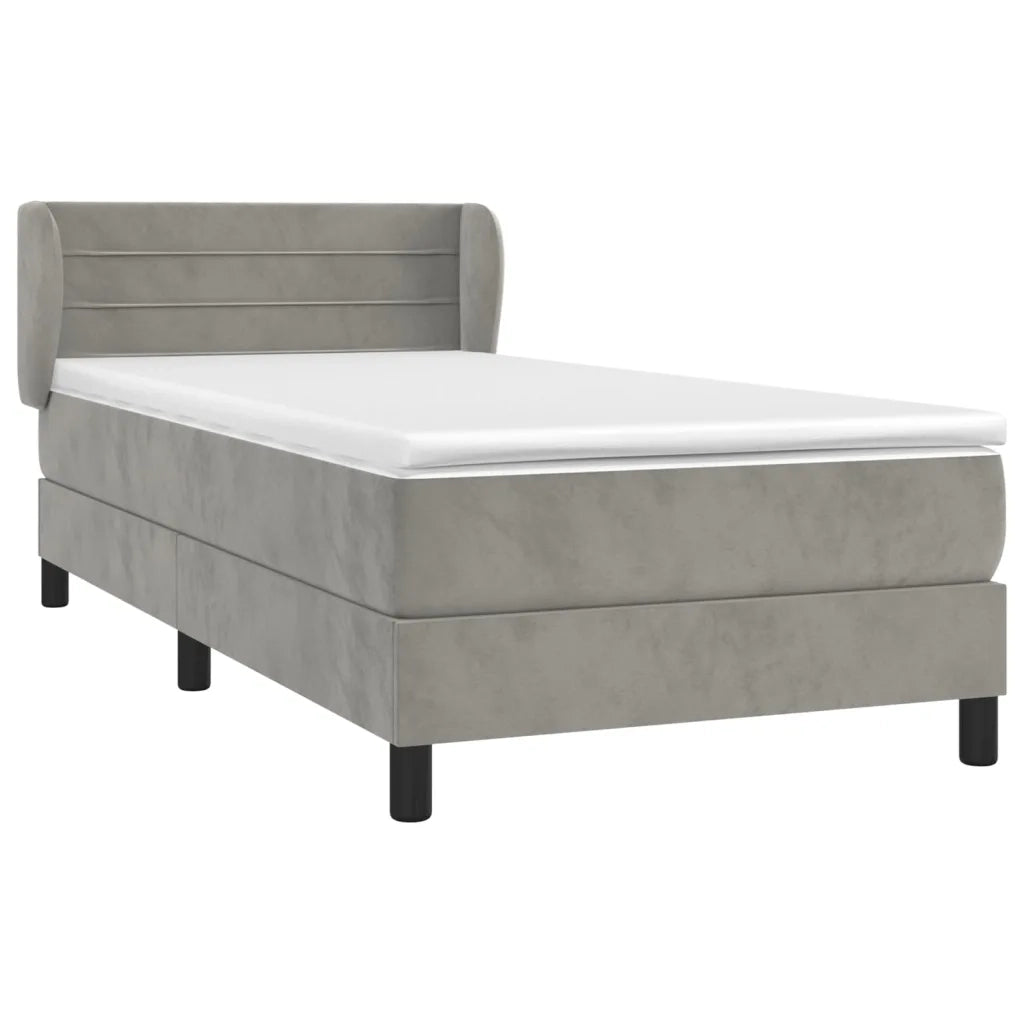 Giroletto a Molle con Materasso Grigio Chiaro 100x200cm Velluto 3127535