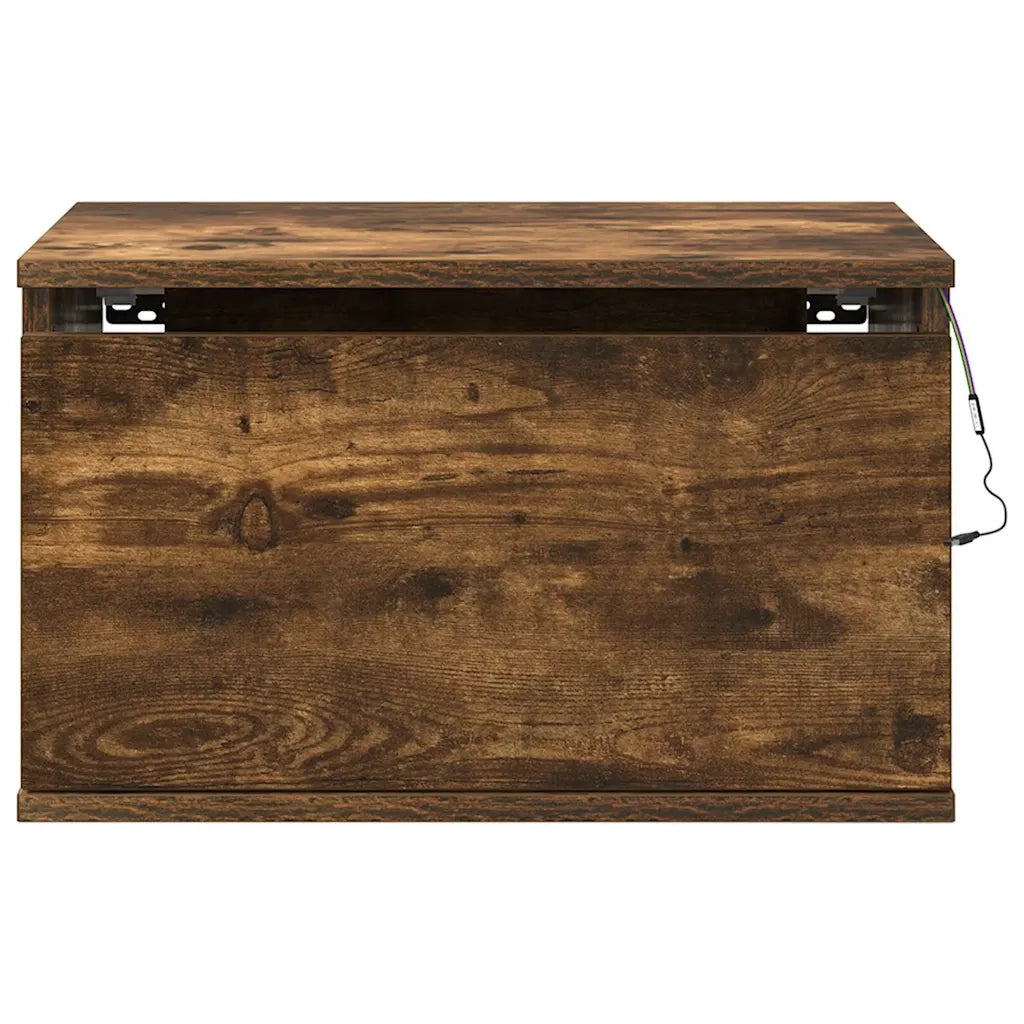Comodino a Parete con luci LED Rovere Fumo 836834