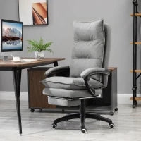 Sedia da Ufficio Imbottita con 6 Punti Massaggianti, Altezza Regolabile e Rotelle, 70x62x120-130 cm, Grigio
