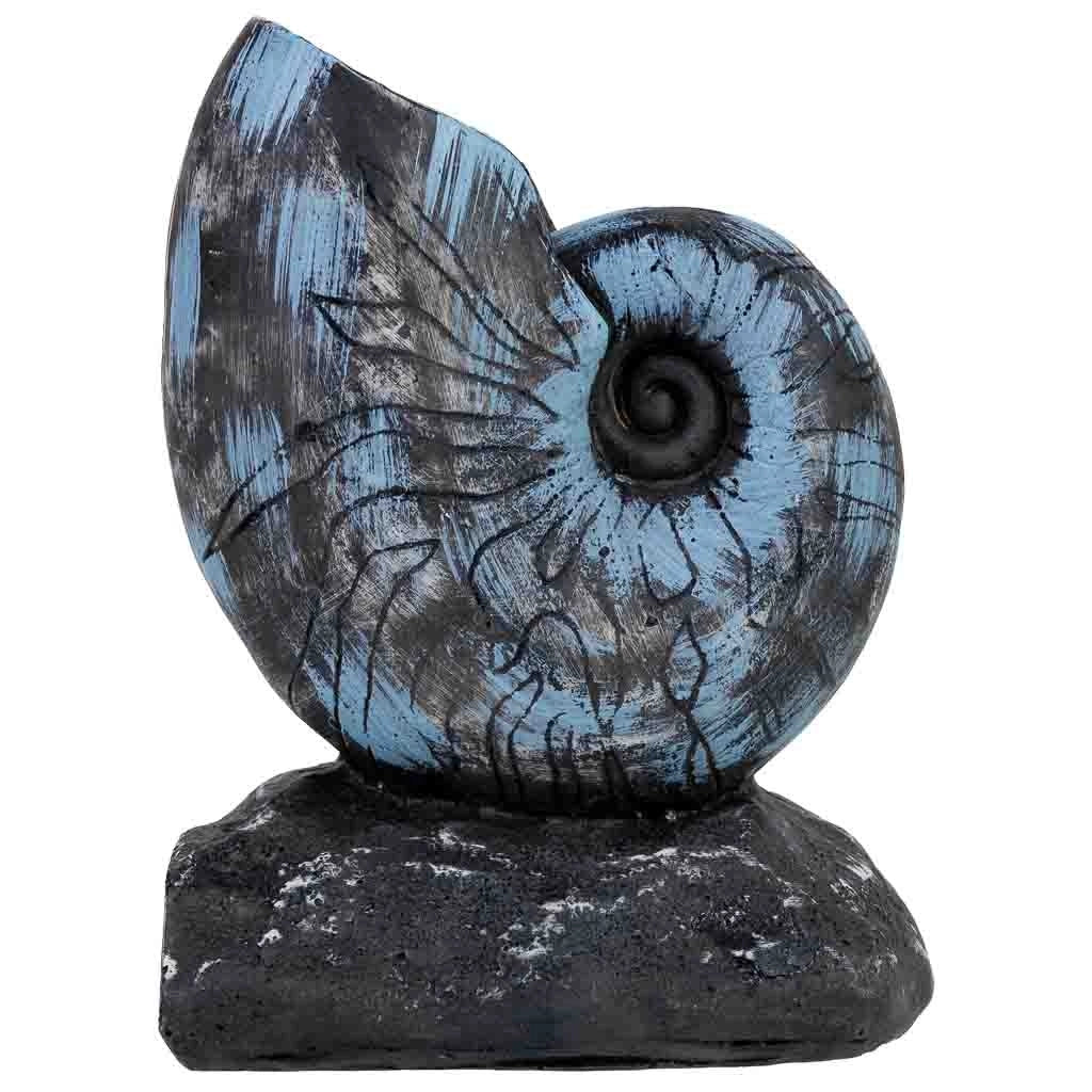 Figura decorativa a forma di conchiglia in resina blu 12x10x17h cm
