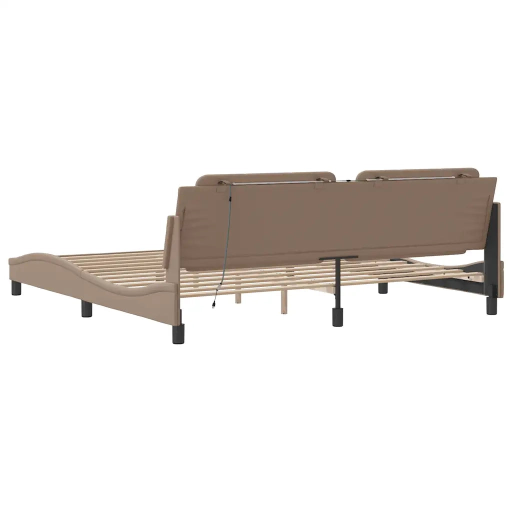 Giroletto con Luci LED Cappuccino 200x200 cm in Similpelle