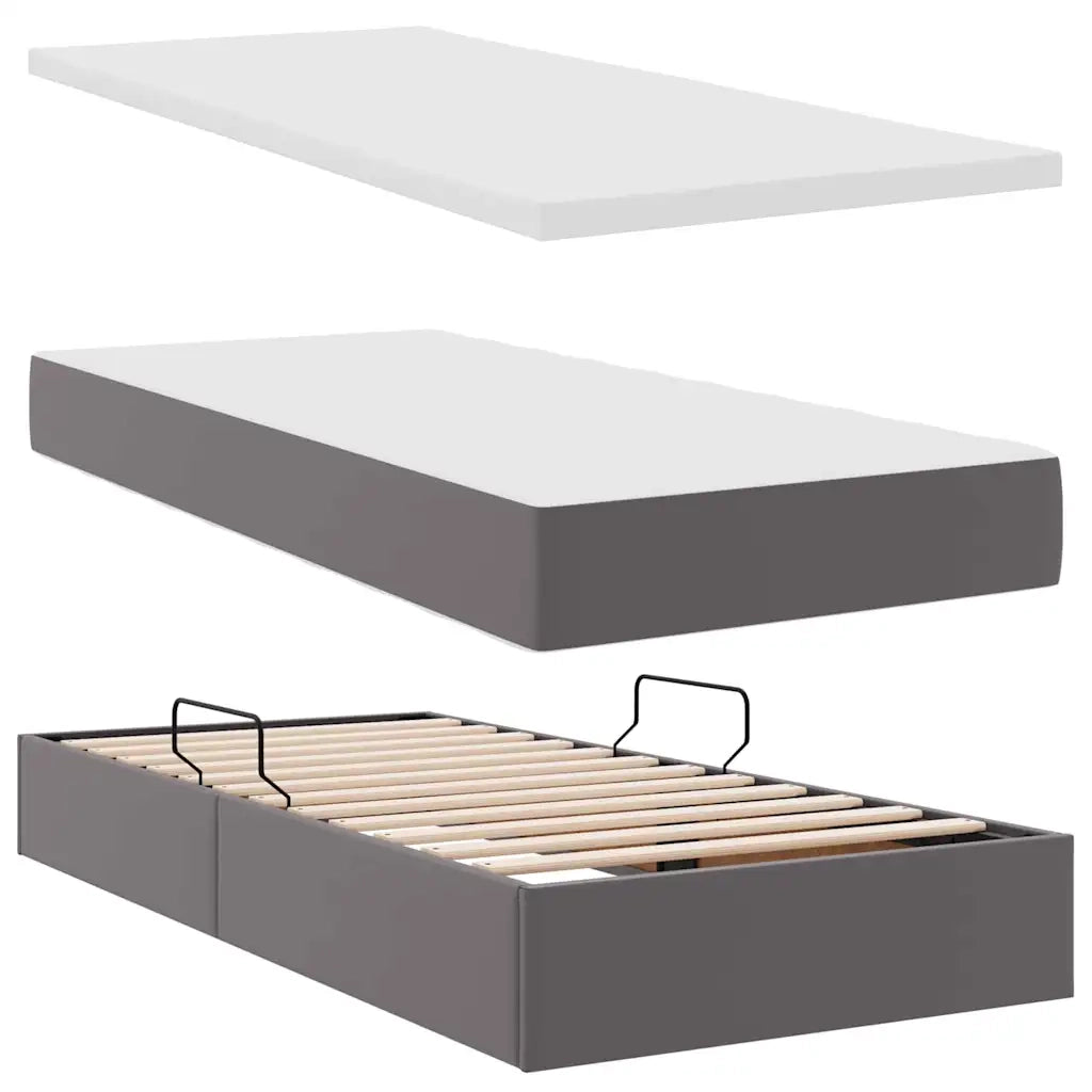 Letto con contenitore e materasso Grigio 100 x 200 cm