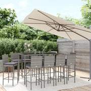 Set Bar da Giardino 11 pz con Cuscini in Polyrattan Grigiocod mxl 100670