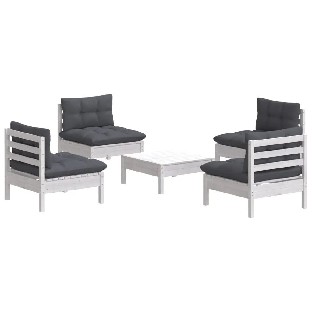 Set Divani da Giardino 5 pz con Cuscini Antracite Legno di Pinocod mxl 121438