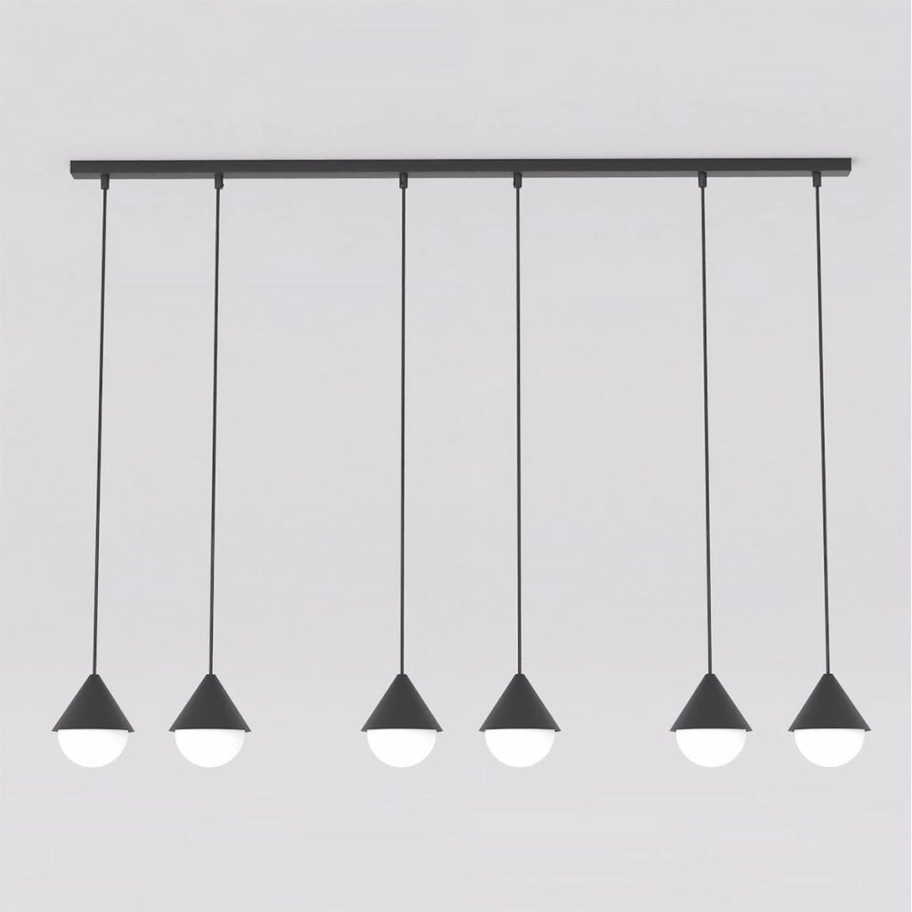 Lampada a sospensione Giro in acciaio nero e vetro