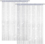 Set di 2 tende da finestra con tessuto glitter - 100 x 200 cm - per porta finestra di balcone - set di 2 viti per tenda da finestra con rete per insetti
