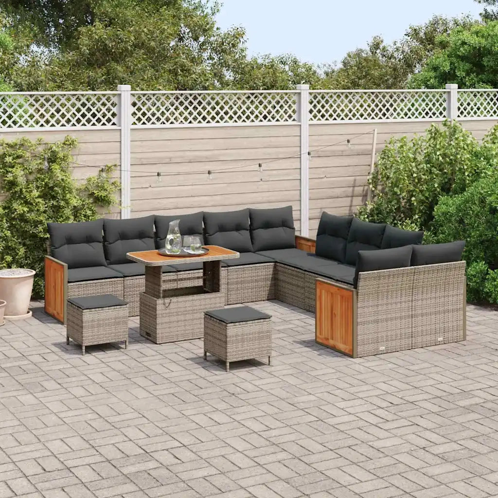 Set Divano da Giardino con cuscino 13 pcs Grigio polyrattan 3365318