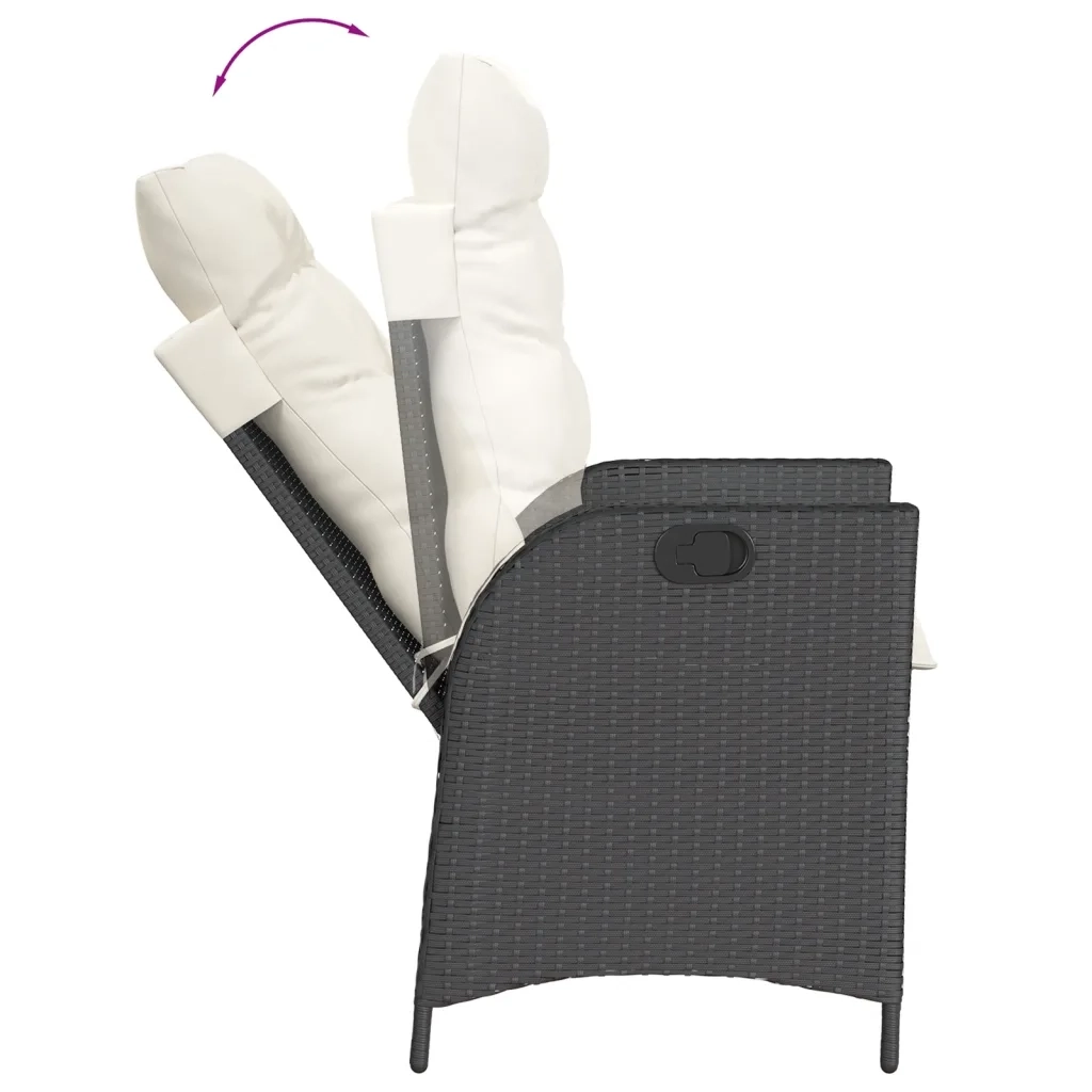 Set da Pranzo da Giardino 5 pz Nero con Cuscini in Polyrattan 3213158