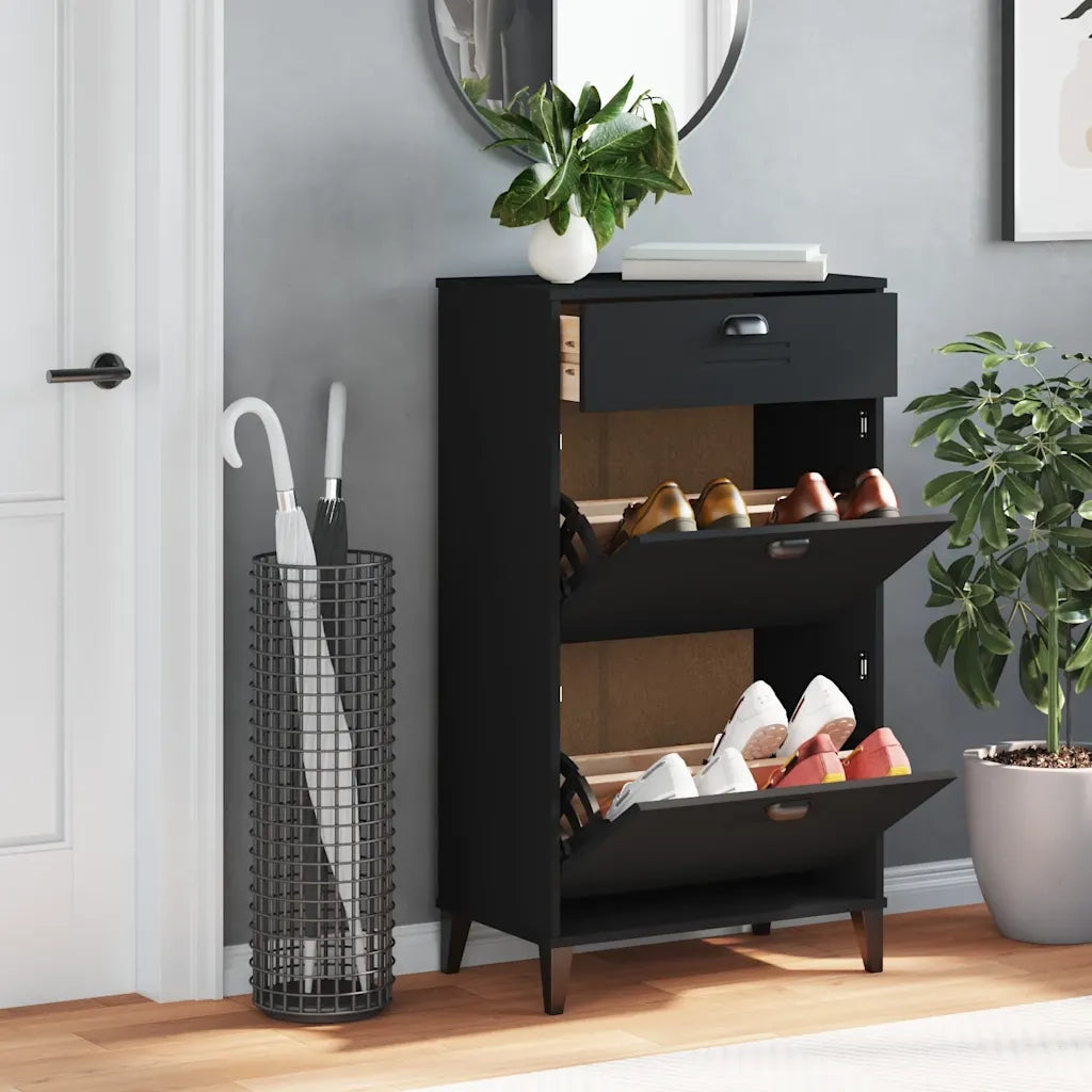 Scarpiera | Mobile per scarpe VIKEN Nera in Legno Multistrato