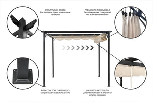Gazebo pergola da giardino 3x3 - Havana - GAPE11HA-3.3