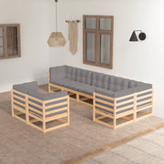 Set Salotto Giardino 8 pz Cuscini Antracite Legno Massello Pino 3076704