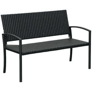 Panchina da giardino 2 posti in polyrattan ¨C zephmum ¨C nero, acciaio, 122x60x85cm