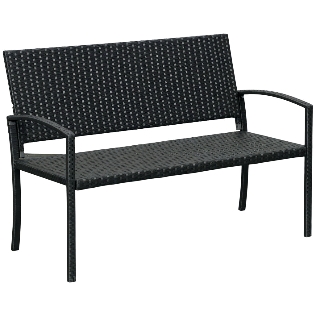 Panchina da giardino 2 posti in polyrattan ¨C zephmum ¨C nero, acciaio, 122x60x85cm