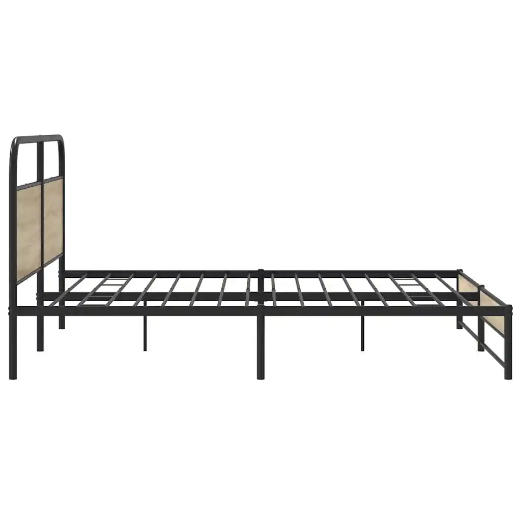 vidaXL Giroletto senza Materaso in Metallo Rovere Fumo 200x200 cm