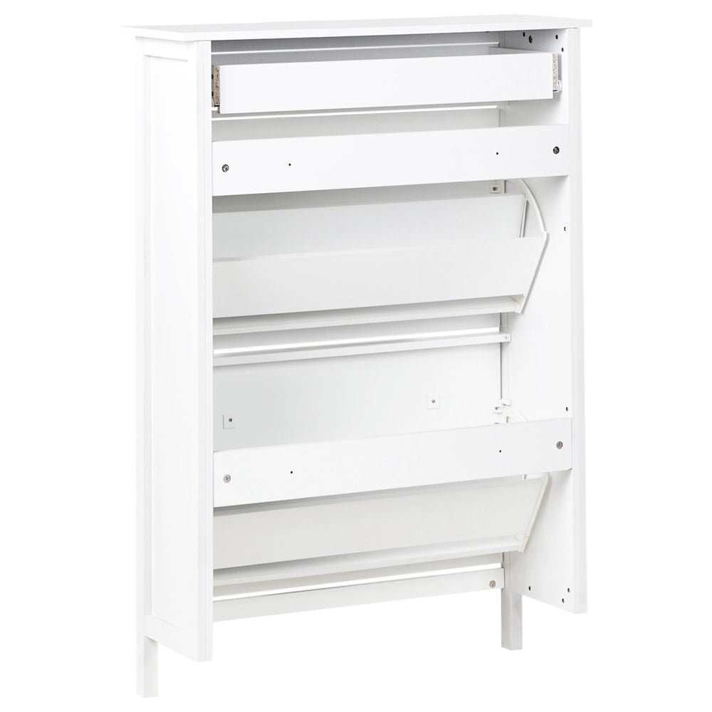 Scarpiera in MDF bianco a 2 scomparti per 10 paia di scarpe design moderno