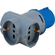ADATTATORE TRIPLO SPINA BLU-16A+3 SCHUKO 73200 VB - 2P+T 16A IP44- 2 pezzi