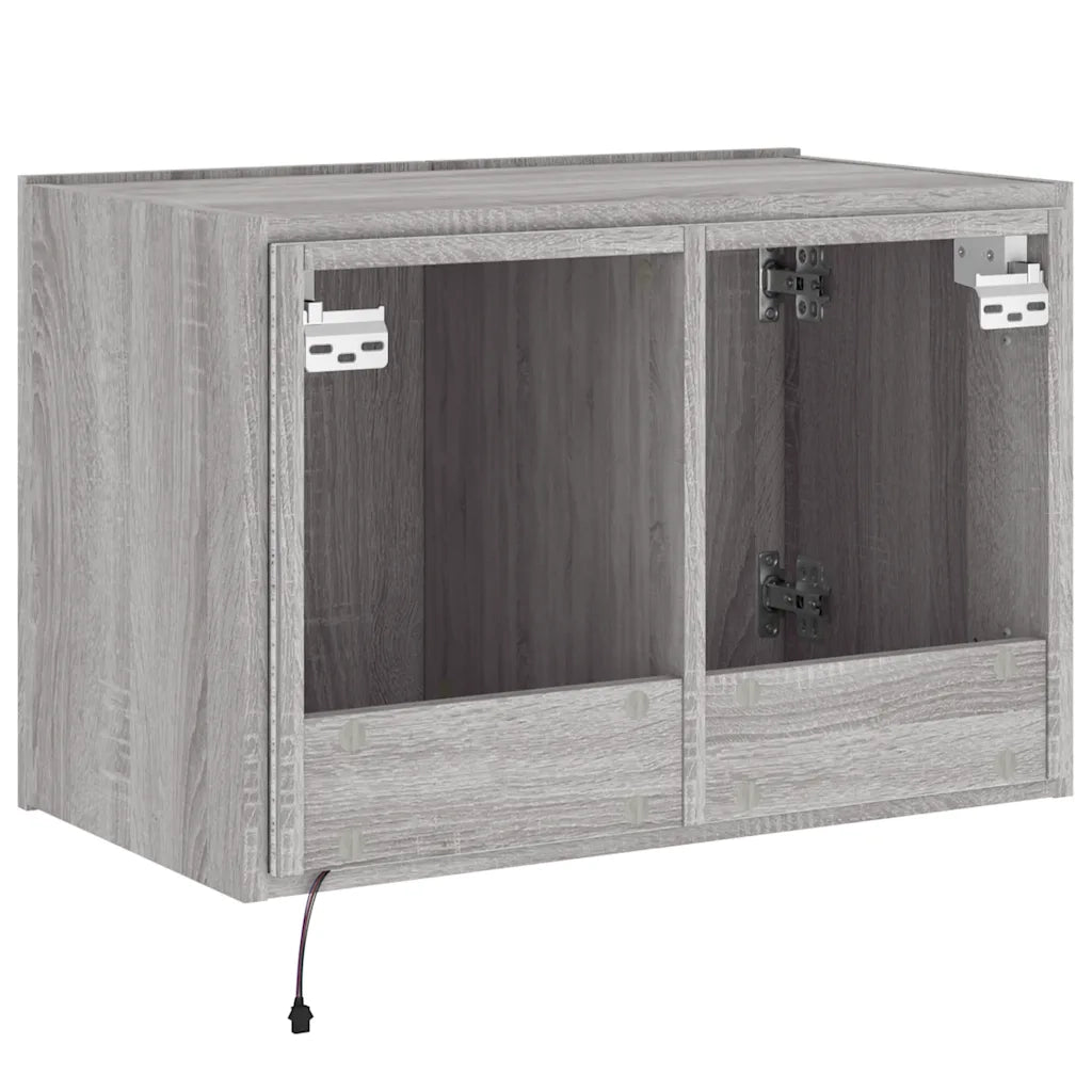 Mobile TV a Parete | Armadietto TV | Mobile Porta TV con Luci LED Grigio Sonoma 60x35x41 cm