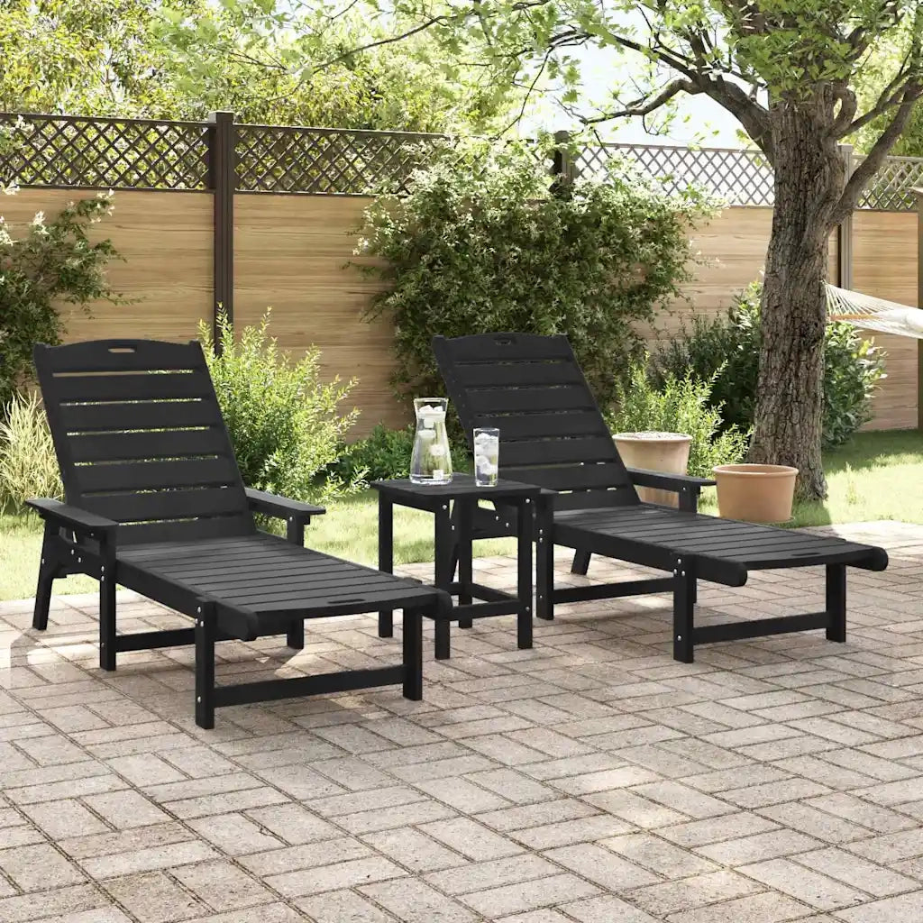 Lettino da sole 2 pcs Nero 195,5 x 53 x 98,5 cm Polietilene 3335852