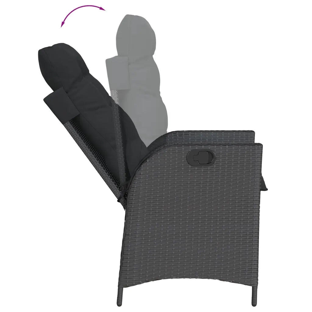 Set da Pranzo da Giardino 7 pz Nero con Cuscini in Polyrattan 3213072