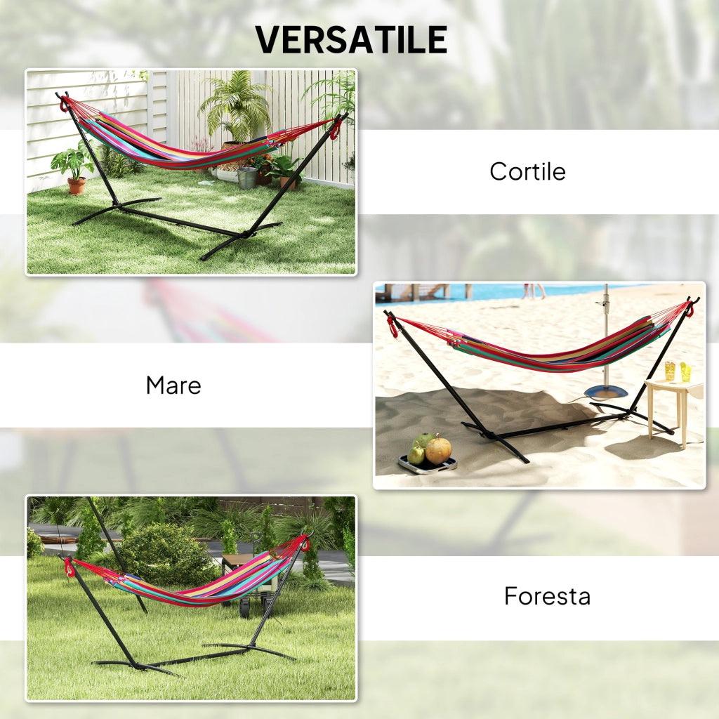 Amaca Autoportante con Supporto, Altezza Regolabile e Borsa di Trasporto, 310x117x105 cm, Rosso
