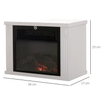 Camino Elettrico da Terra con Effetto Fiamma, Potenza Regolabile 600/1200W, Copertura 10-15m², Bianco