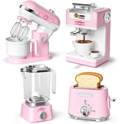 Elettrodomestici Cucina Gioco Rosa Planetaria Macchina Caffè Tostapane Frullatore