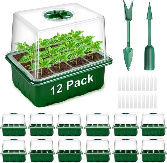 Cassa di crescita interiore - 12 pezzi 144 celle mini impianto di crescita con coperchi elevati vasi per semi 12 pezzi verde

Nota: Ho mantenuto la descrizione tecnica e le specifiche del prodotto, come richiesto.