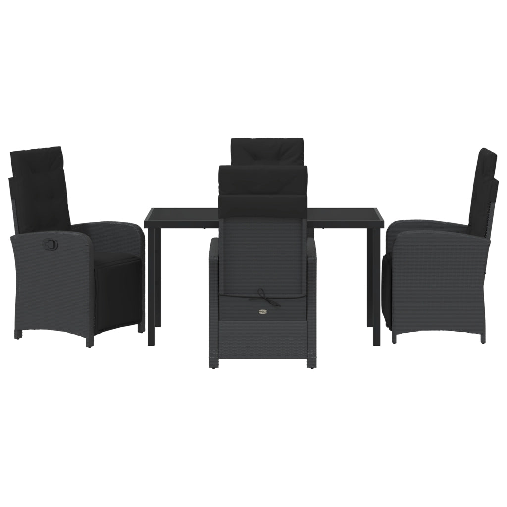 Set da Pranzo da 5 Pezzi con Cuscini  Rattan Nero
