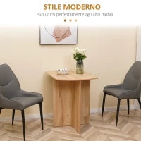 Tavolo da Pranzo Pieghevole Salvaspazio in Legno, 90x60x74cm, Quercia