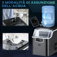 Macchina per Ghiaccio 20kg in 24 Ore, 24 Cubetti in 14-18 Minuti e Sistema Autopulente, Nero