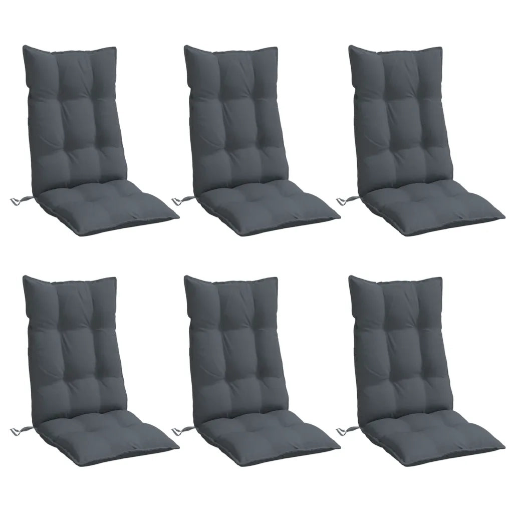 Cuscini per Sedia Schienale Alto 6 pz Antracite Tessuto Oxfordcod mxl 114662