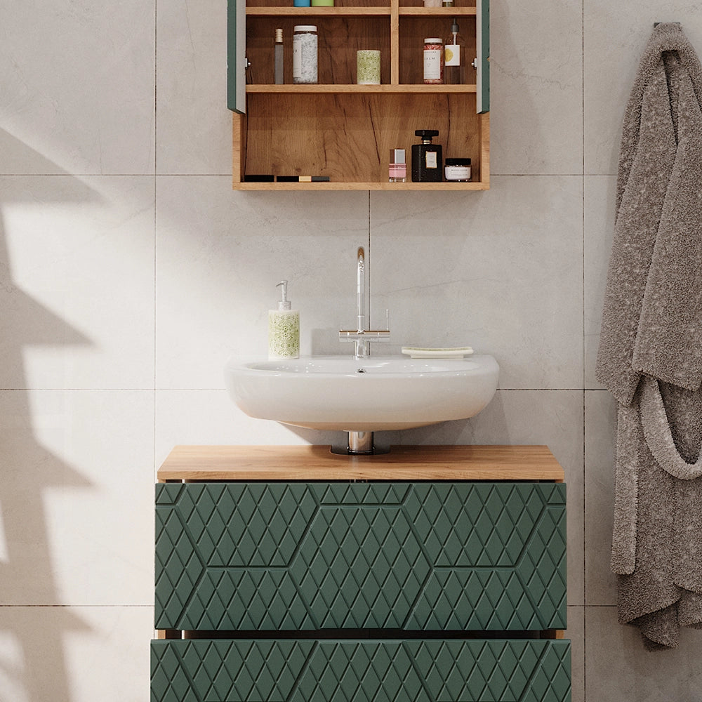 Vicco Set mobili bagno Quercia verde/oro 2 parti