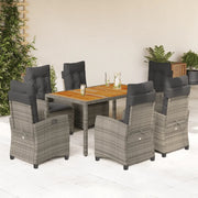 Set da Pranzo da Giardino 7 pz con Cuscini in Polyrattan Grigio 3212675