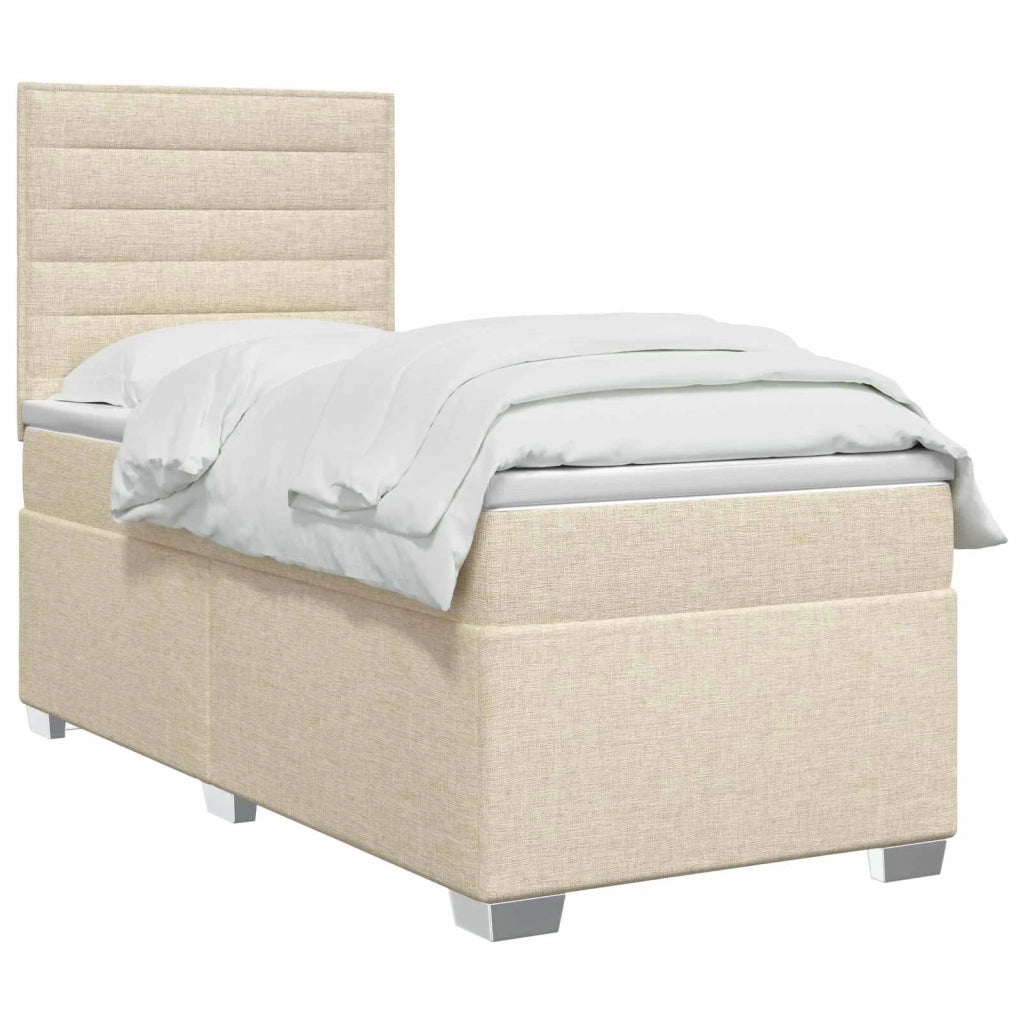 Letto box spring con materasso Crema 100 x 200 cm Tessuto 3453337