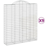 Set di 9 gabbioni ad arco per recinzione gabbia o muro di contenimento 200 x 50 x 220/240 cm ferro zincato argento 02_0041267