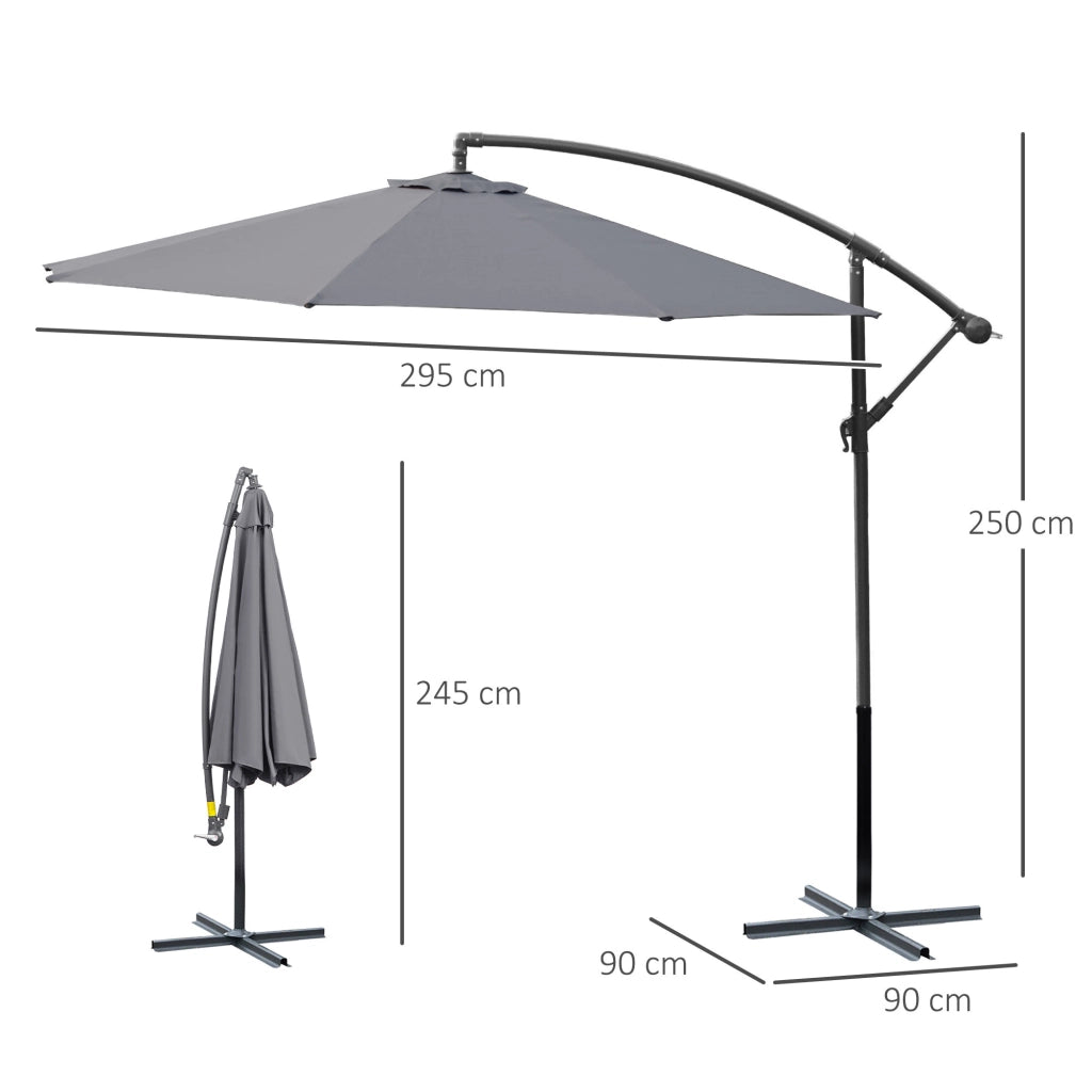 Ombrellone da Giardino Inclinabile 3x2.5 m ¨C zephmum ¨C Grigio Acciaio Poliestere