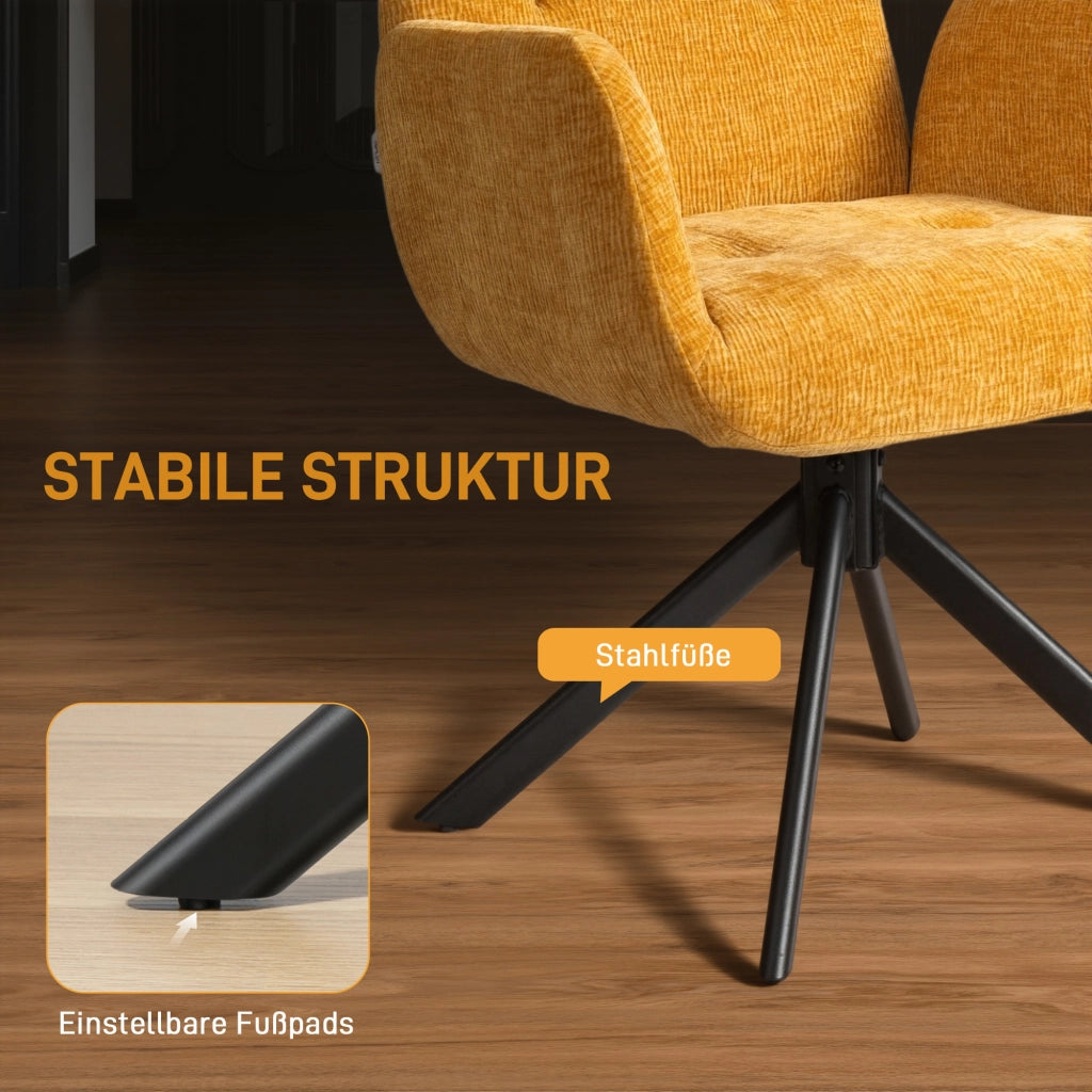 Poltrona girevole moderna ¨C Xylo ¨C tessuto giallo, fino a 120 kg