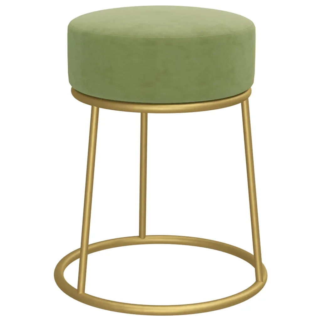 Sgabello Rotondo Verde Senape in Velluto CFW5382700