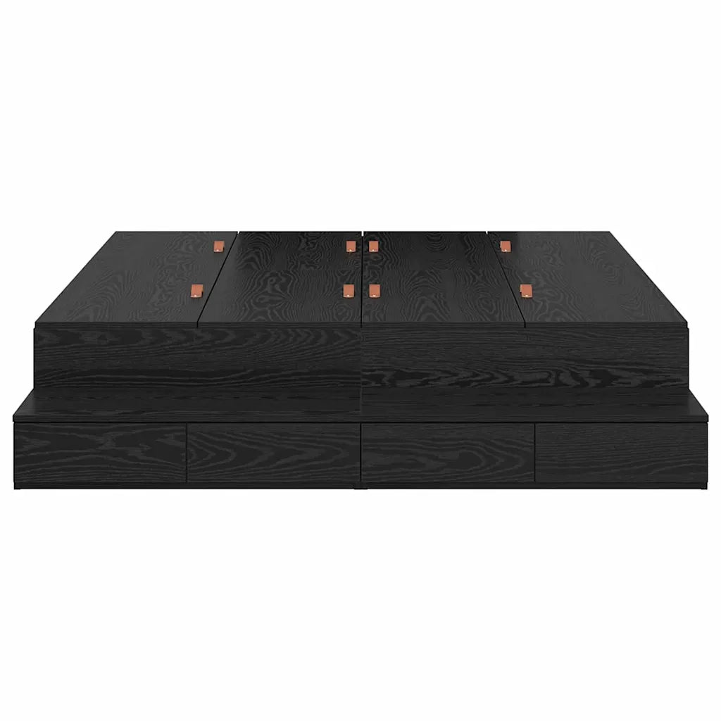 Struttura letto con contenitore con cassetto Rovere Nero 150 cm 3335646