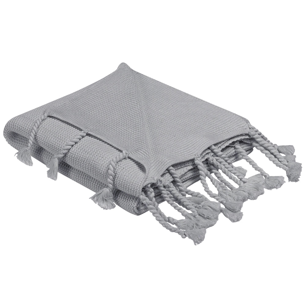 Coperta plaid in cotone grigio 125 x 150 cm Copriletto stile Boho