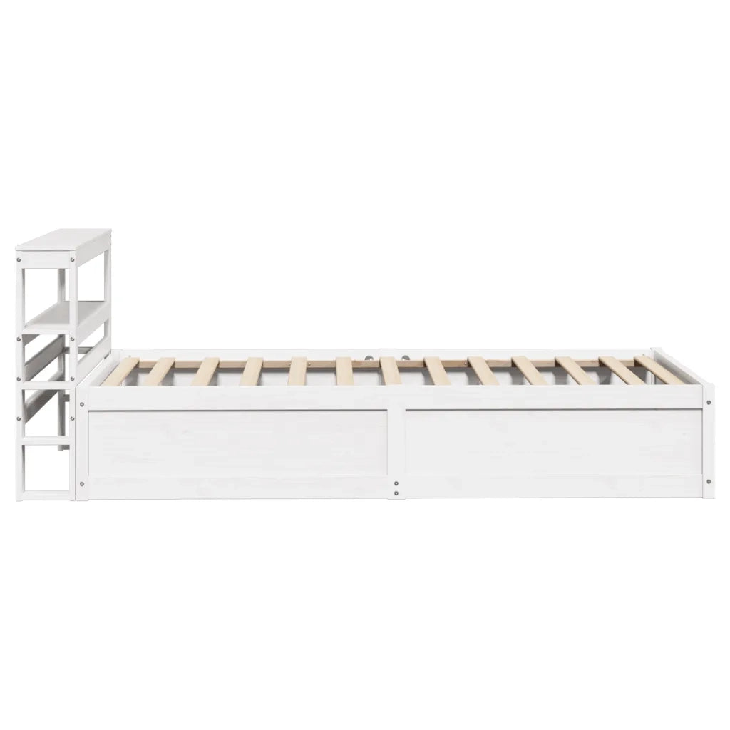 Letto singolo | Letto per adulti | Giroletto con Testiera Bianco 75x190 cm Legno Massello di Pino