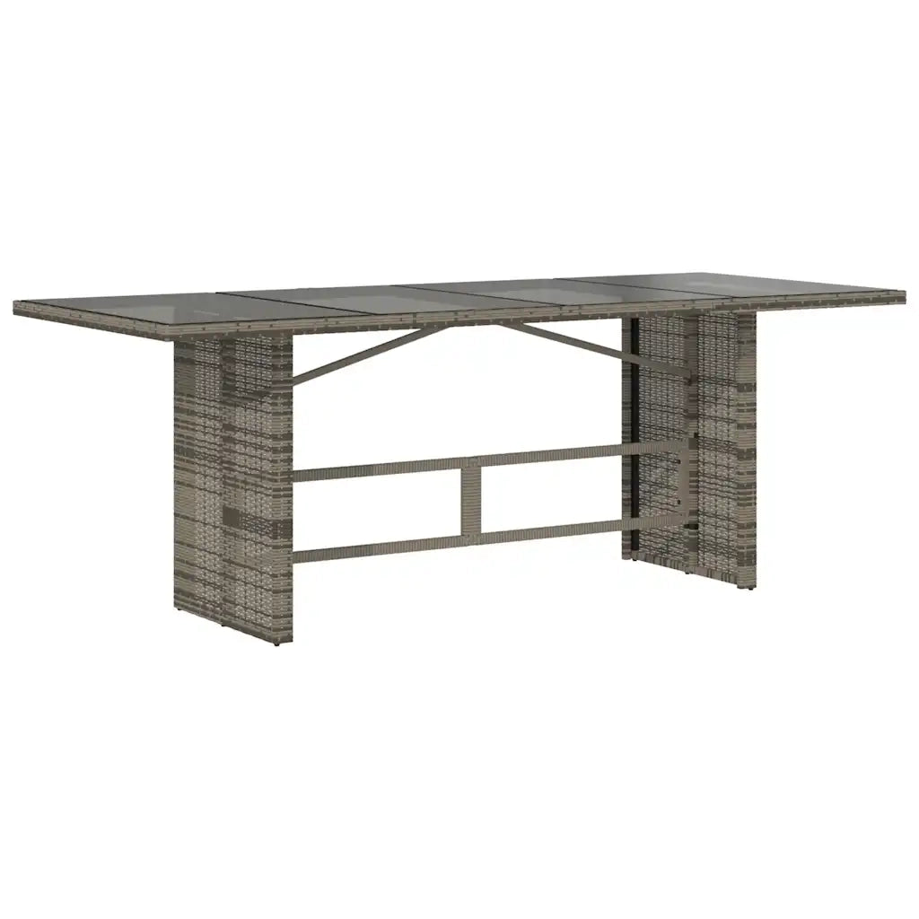 Tavolo da Giardino | Tavolino da esterno Piano in Vetro Grigio 190x80x74cm Polyrattan