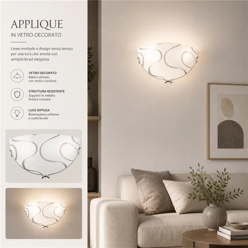 ONDA LAMPADA APPLIQUE 1 LAMPADINA  E27 30 CM ONDINA